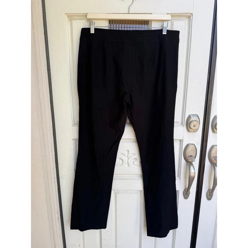 Eileen Fisher Black Viscose Stretch Ponte Straight Leg Pull On Pants Size XL